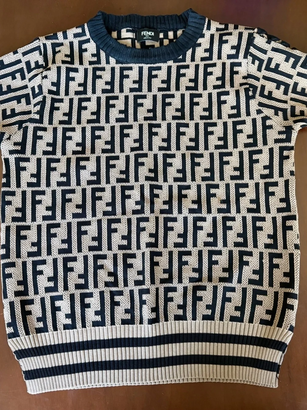 Fendi Black & Cream FF Logo Knit Sweater - Picture 2 of 8